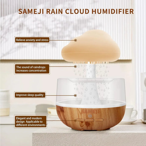 Rain Cloud Humidifier Water Drip- Mushroom Humidifier Waterfall Lamp (Diffuser)